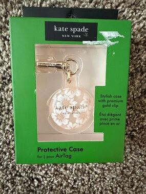 kate spade Pink Floral AirTag Case with Gold Clip